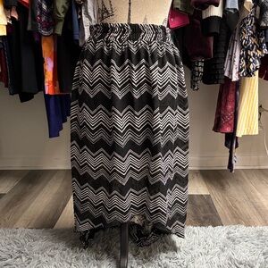 Y2K Black & White Chevron High-Low Skirt